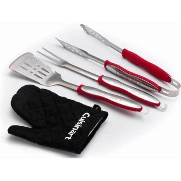 Almo Fulfillment Services Llc Cuisinart 3-Piece Grilling Tool Set w/ Grill Glove, Red/Black CGS-134